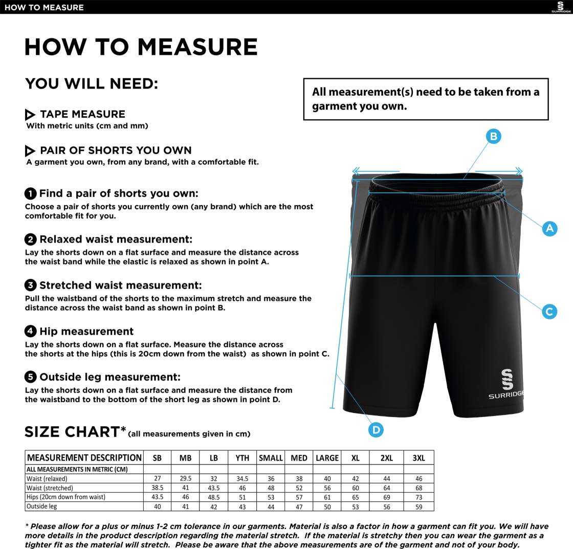 Underriver CC - Ripstop Pocketed Shorts - Size Guide