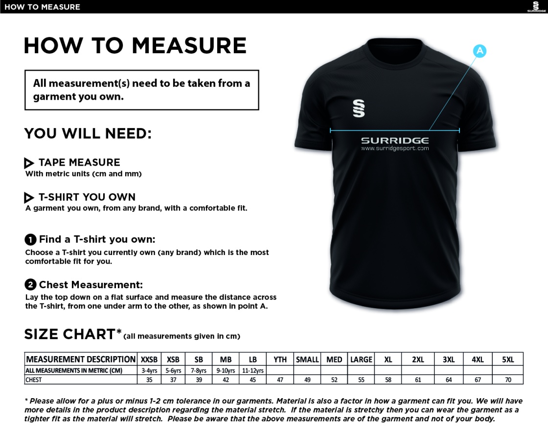 Underriver CC - Blade Polo Shirt - Size Guide