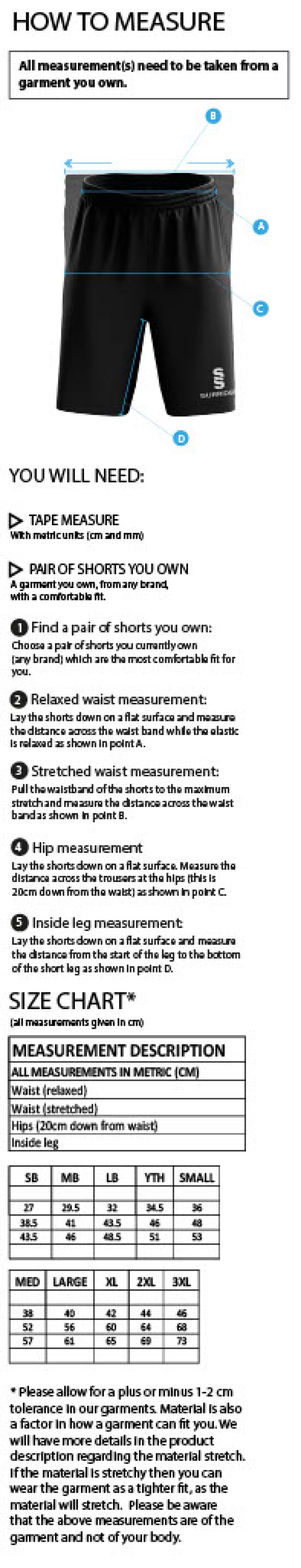 Underriver CC - Women's Ripstop Pocketed Shorts - Size Guide