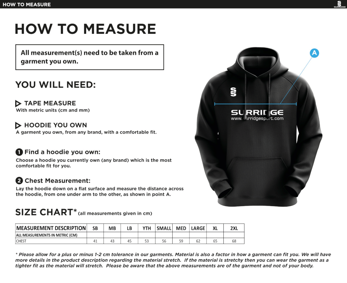 Underriver CC - Blade Hoody - Size Guide