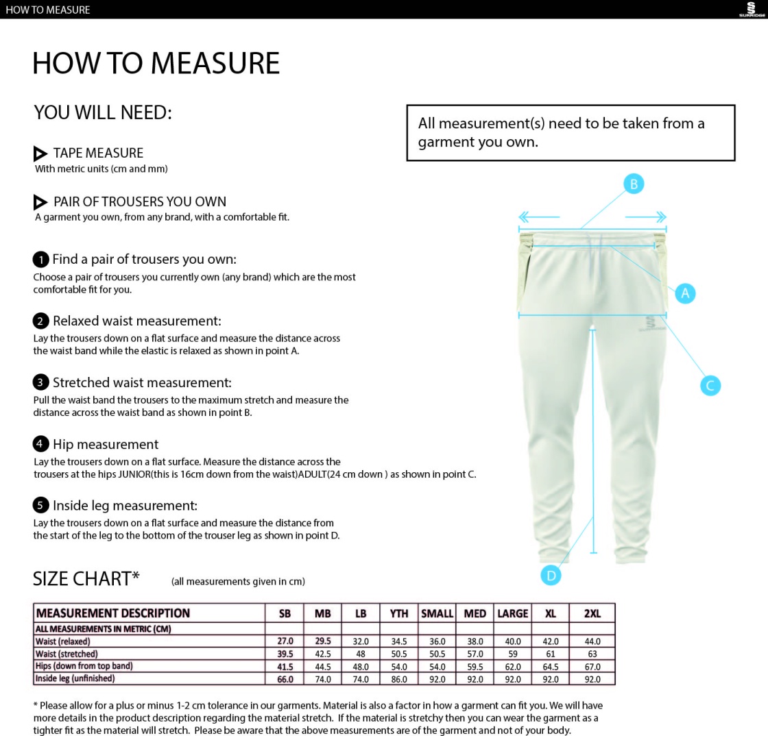 Underriver CC - Tek Playing Pant - Size Guide