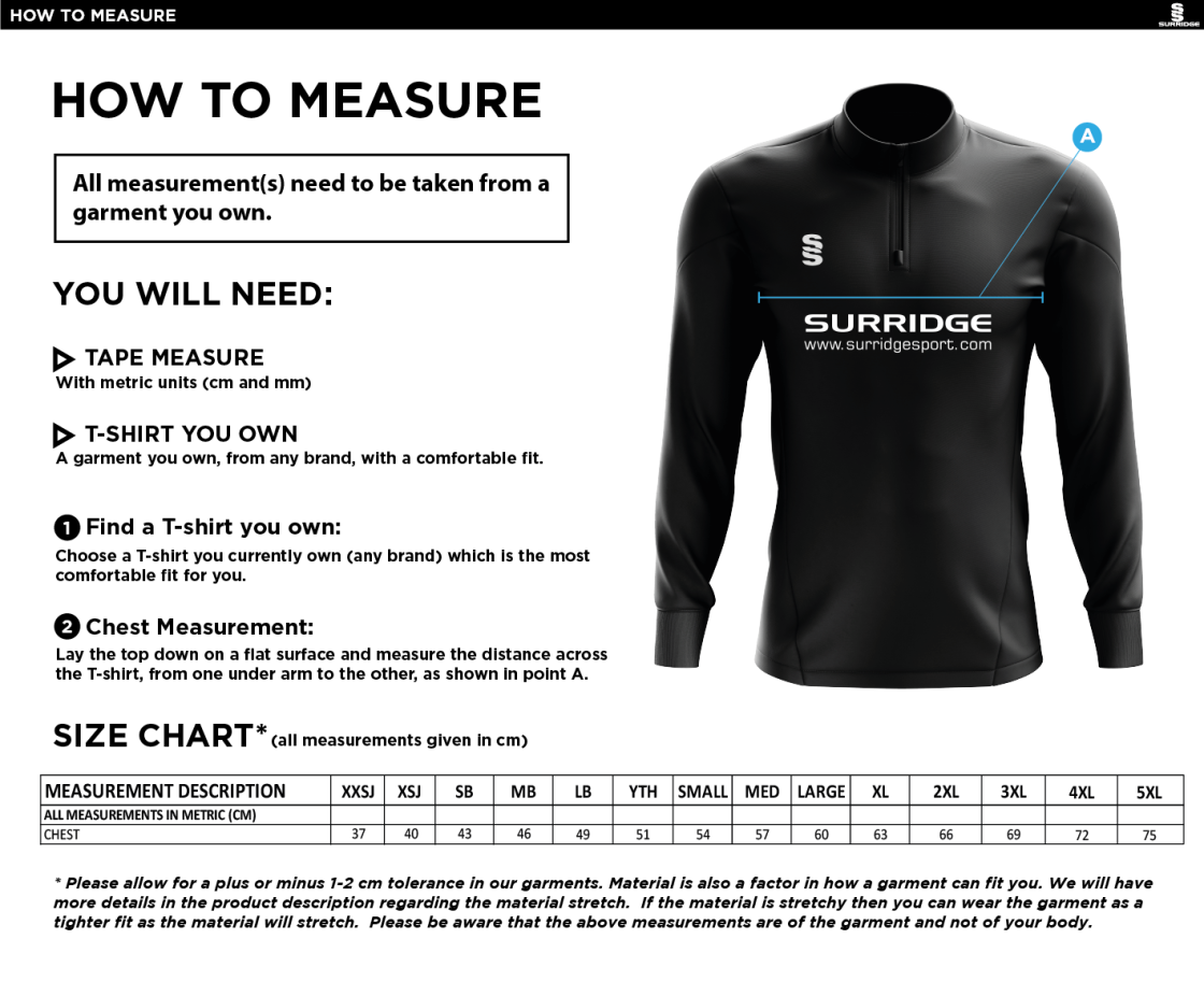 Underriver CC - Blade Performance Top - Size Guide